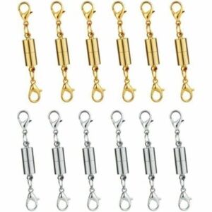 12Pcs/Set Magnetic Hooks Lobster Lock Clasps Necklace Bracelet Secure Extender